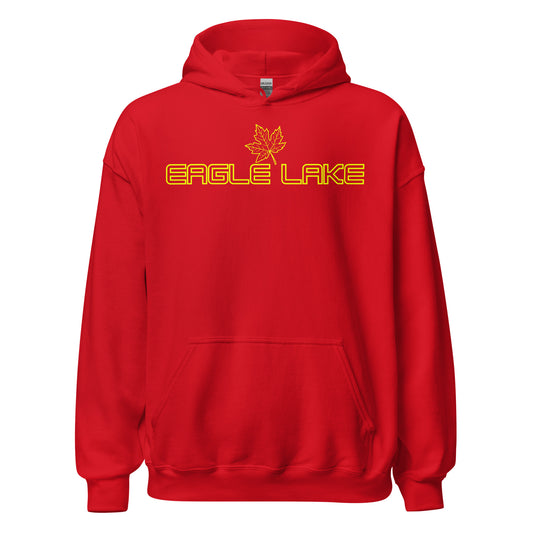 Eagle Lake - Algonquin Park - Bright Yellow Design with Maple Leaf - Quality Unisex Hoodie