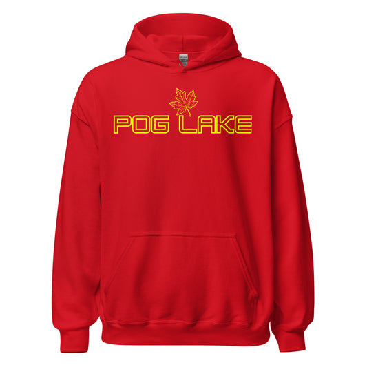 Pog Lake - Algonquin Park - Bright Yellow Design with Maple Leaf - Quality Unisex Hoodie