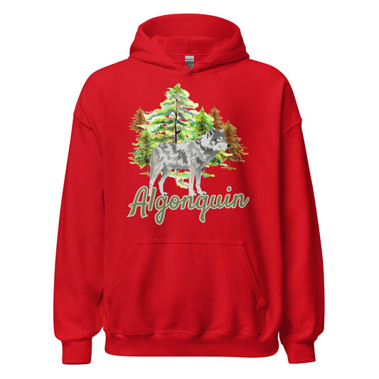 Algonquin Park - Painted Look Wolf Scene - Quality Unisex Hoodie