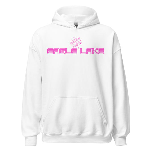Eagle Lake - Algonquin Park - Bright Pink Design with Maple Leaf - Quality Unisex Hoodie